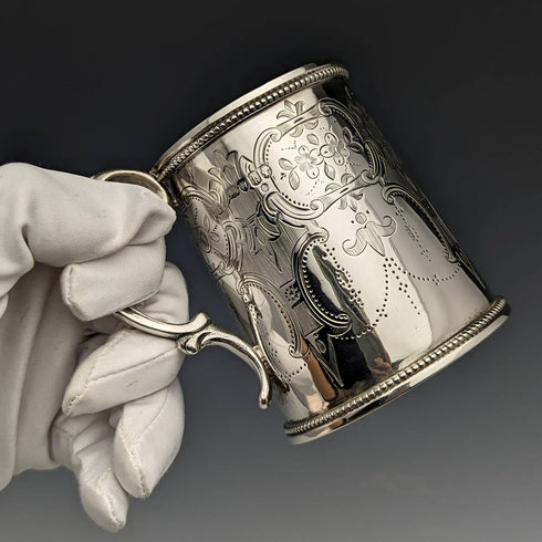 1865年 英国アンティーク 純銀製マグカップ 148g HL Lias and Son